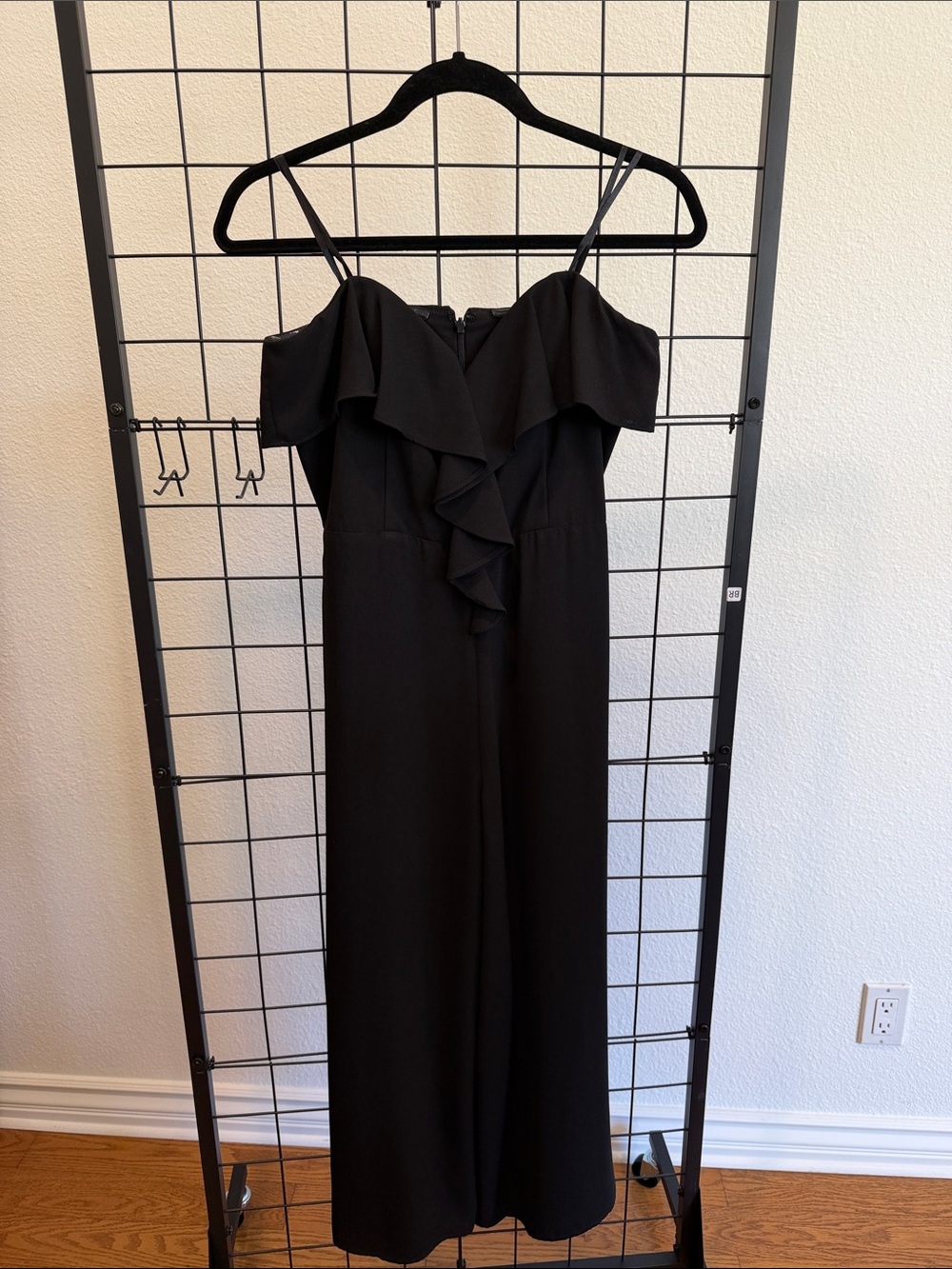 Chelsea28 Black Ruffle Off-Shoulder Jumpsuit